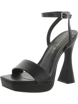 Zoie Womens Faux Leather Ankle Strap Heels